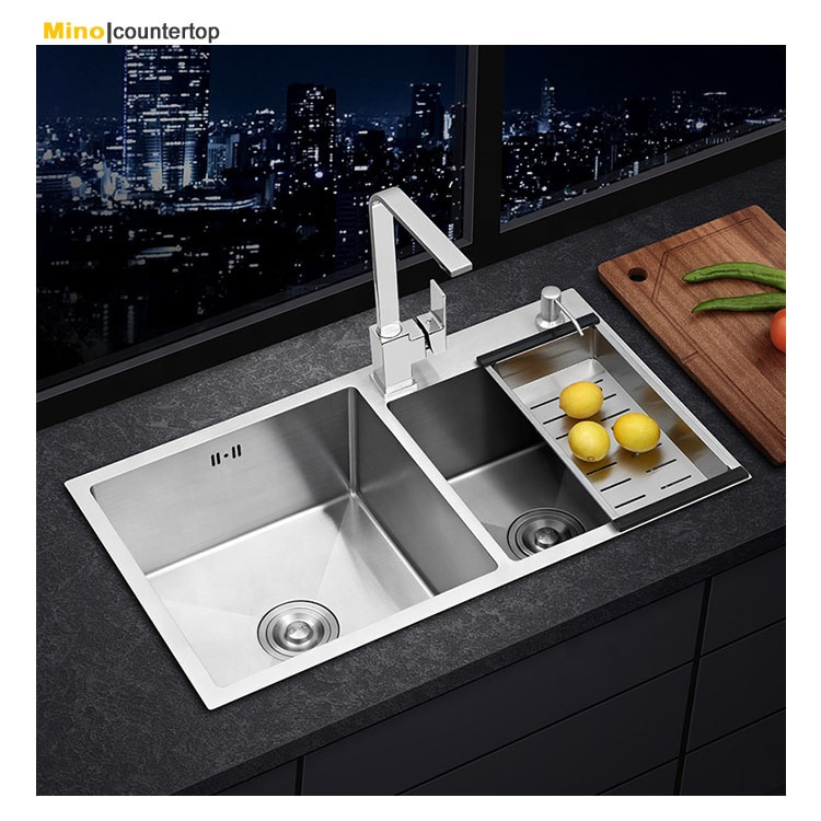 China Wholesale Custom Design Two Bowls Kitchen Sink and Faucet